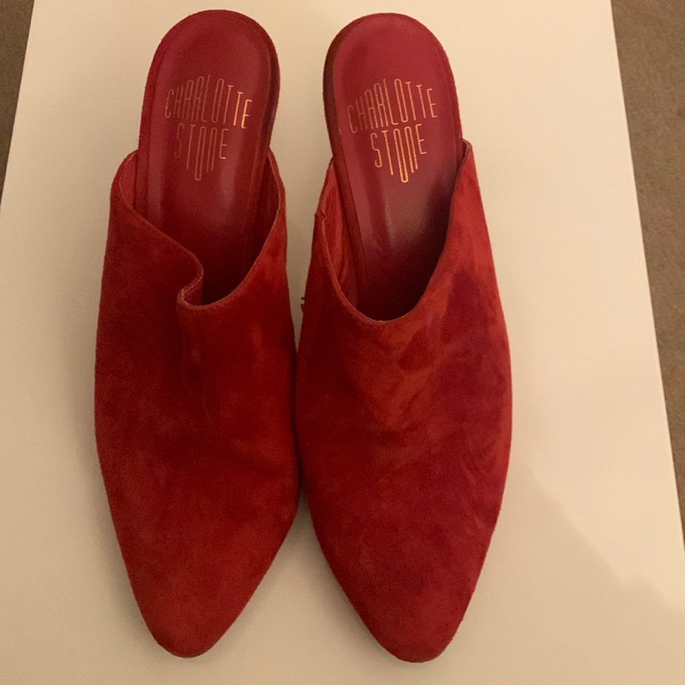 Charlotte stone red heeled mule shoes size 9